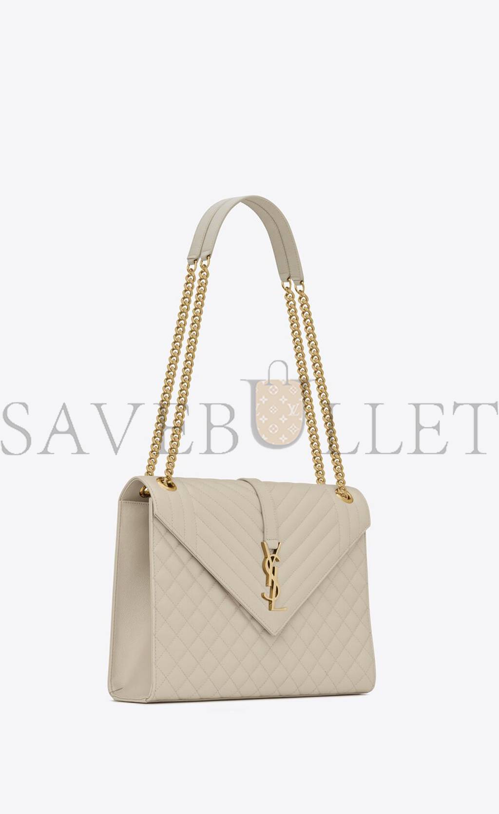 YSL ENVELOPE LARGE BAG IN MIX MATELASSÉ GRAIN DE POUDRE EMBOSSED LEATHER 600166BOW919207 (31*22*7.5cm)