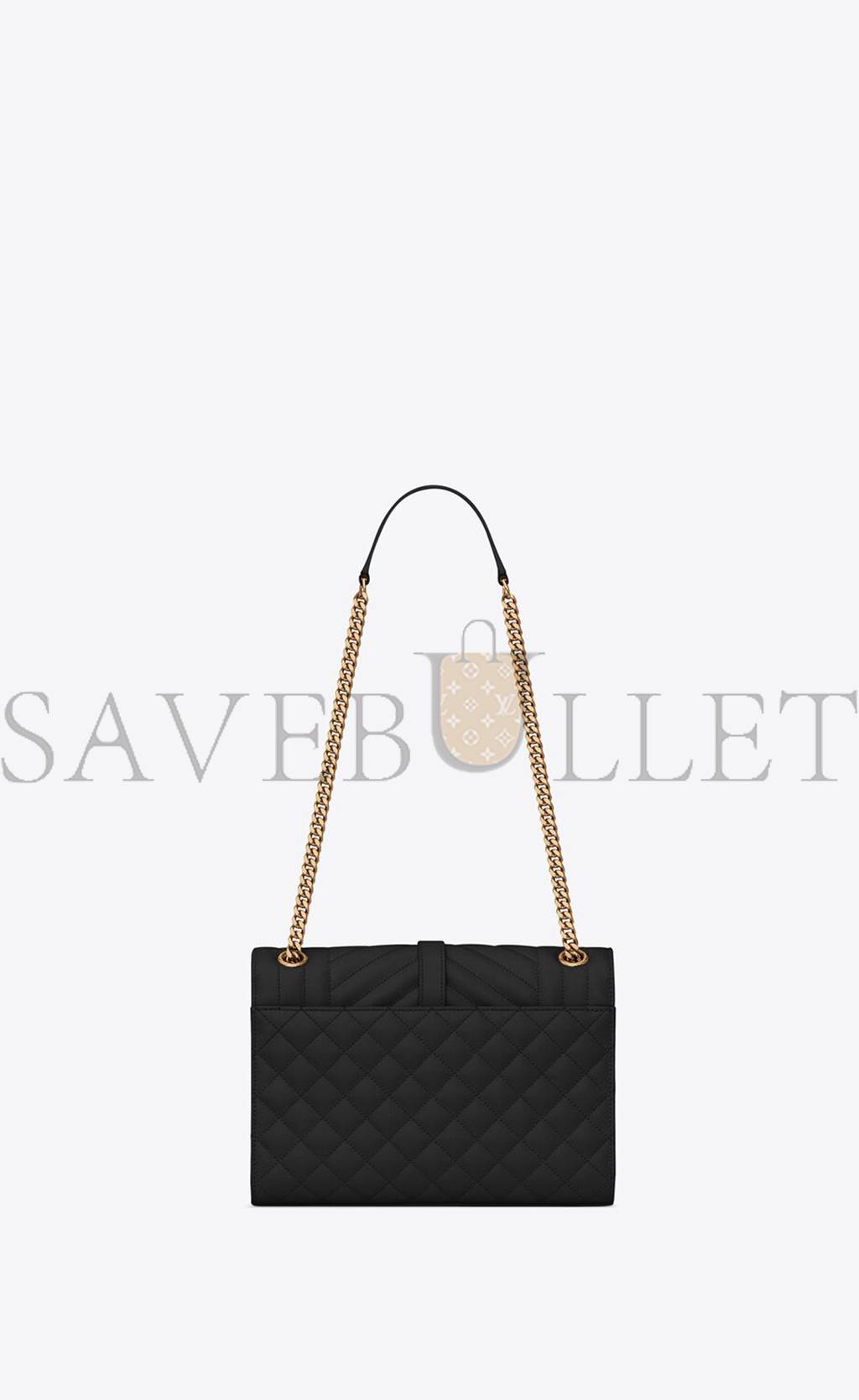 YSL ENVELOPE MEDIUM CHAIN BAG IN MIX MATELASSÉ GRAIN DE POUDRE EMBOSSED LEATHER 600185BOW911000 (24*17.5*6cm)