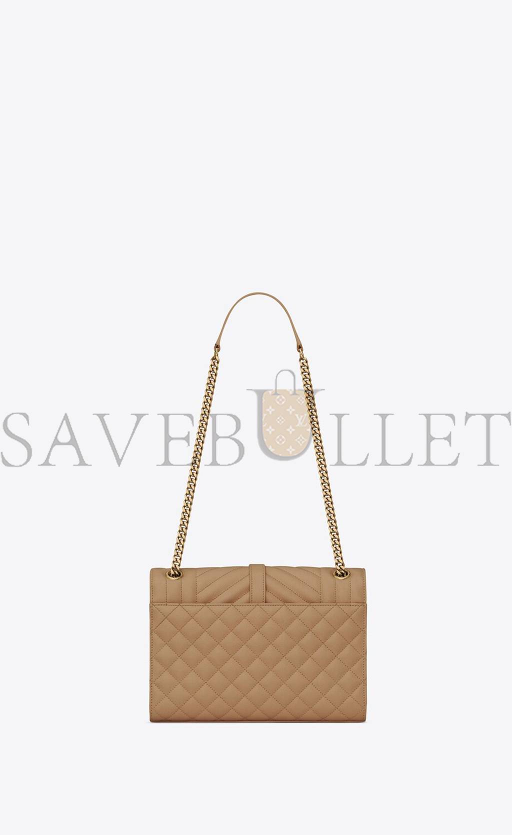 YSL ENVELOPE MEDIUM CHAIN BAG IN MIX MATELASSÉ GRAIN DE POUDRE EMBOSSED LEATHER 600185BOW912346 (24*17.5*6cm)