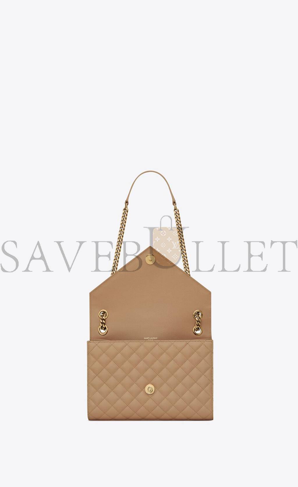YSL ENVELOPE MEDIUM CHAIN BAG IN MIX MATELASSÉ GRAIN DE POUDRE EMBOSSED LEATHER 600185BOW912346 (24*17.5*6cm)