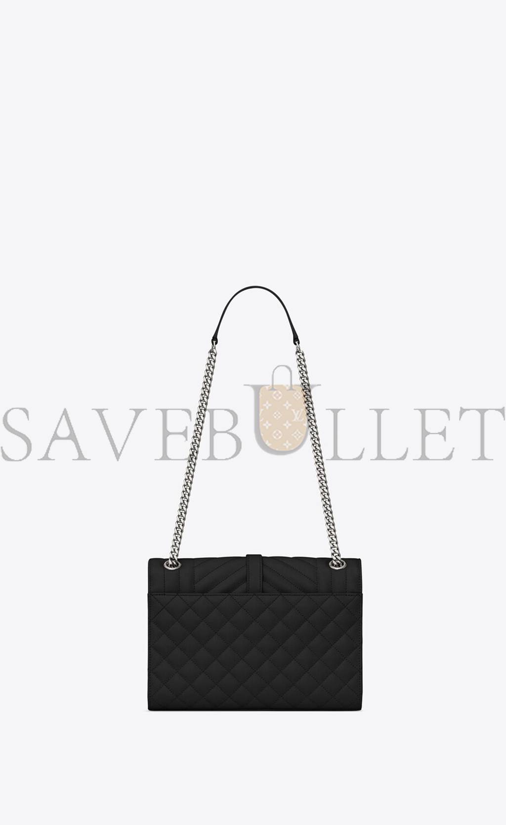 YSL ENVELOPE MEDIUM CHAIN BAG IN MIX MATELASSÉ GRAIN DE POUDRE EMBOSSED LEATHER 600185BOW921000 (24*17.5*6cm)