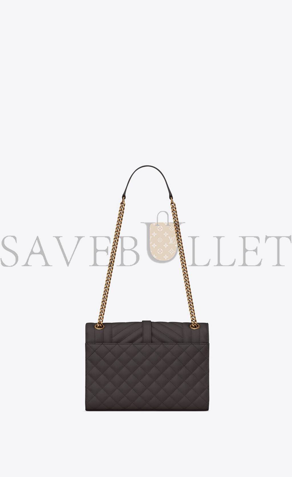 YSL ENVELOPE MEDIUM CHAIN BAG IN MIX MATELASSÉ GRAIN DE POUDRE EMBOSSED LEATHER 600185BOW971112 (24*17.5*6cm)