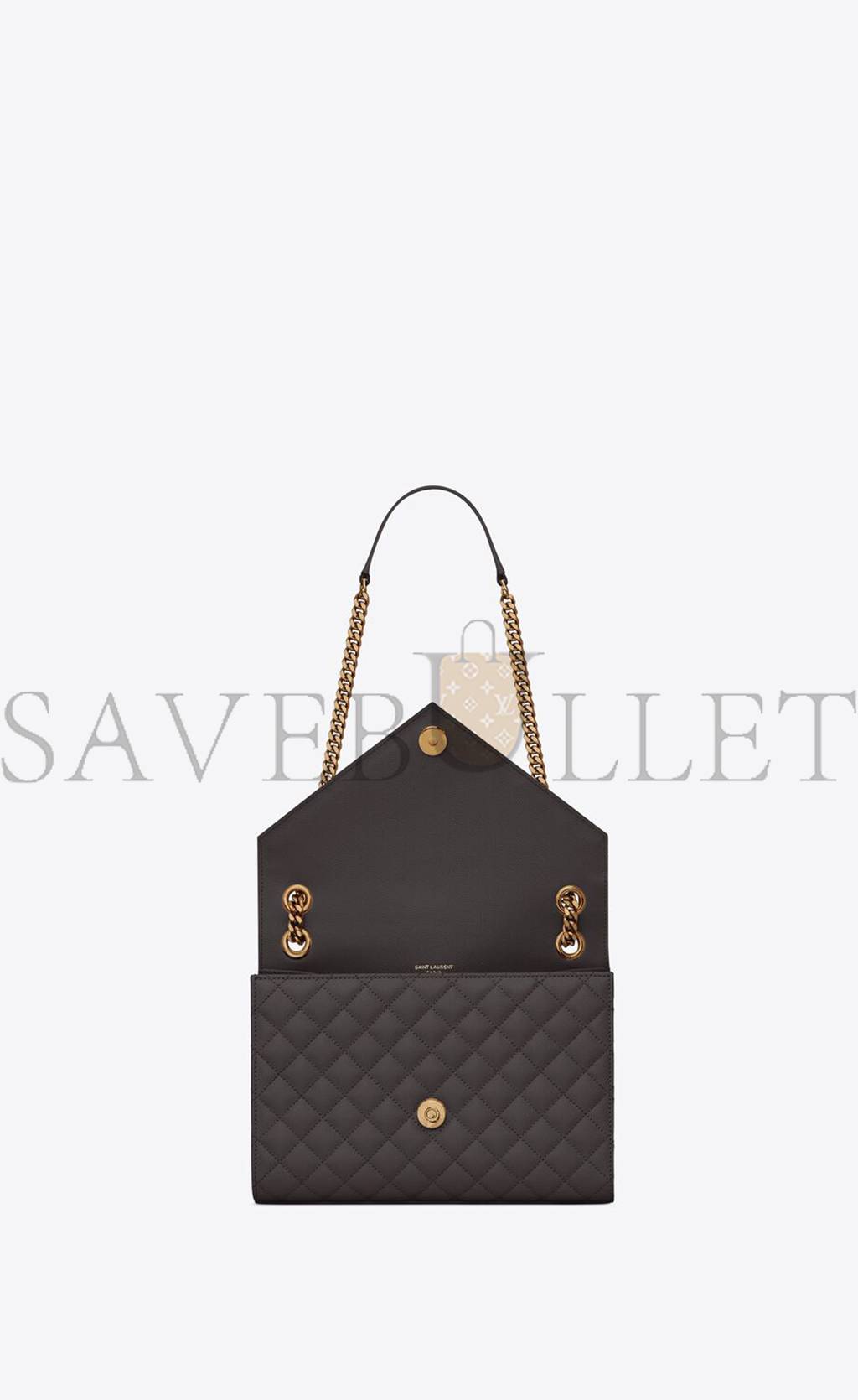 YSL ENVELOPE MEDIUM CHAIN BAG IN MIX MATELASSÉ GRAIN DE POUDRE EMBOSSED LEATHER 600185BOW971112 (24*17.5*6cm)