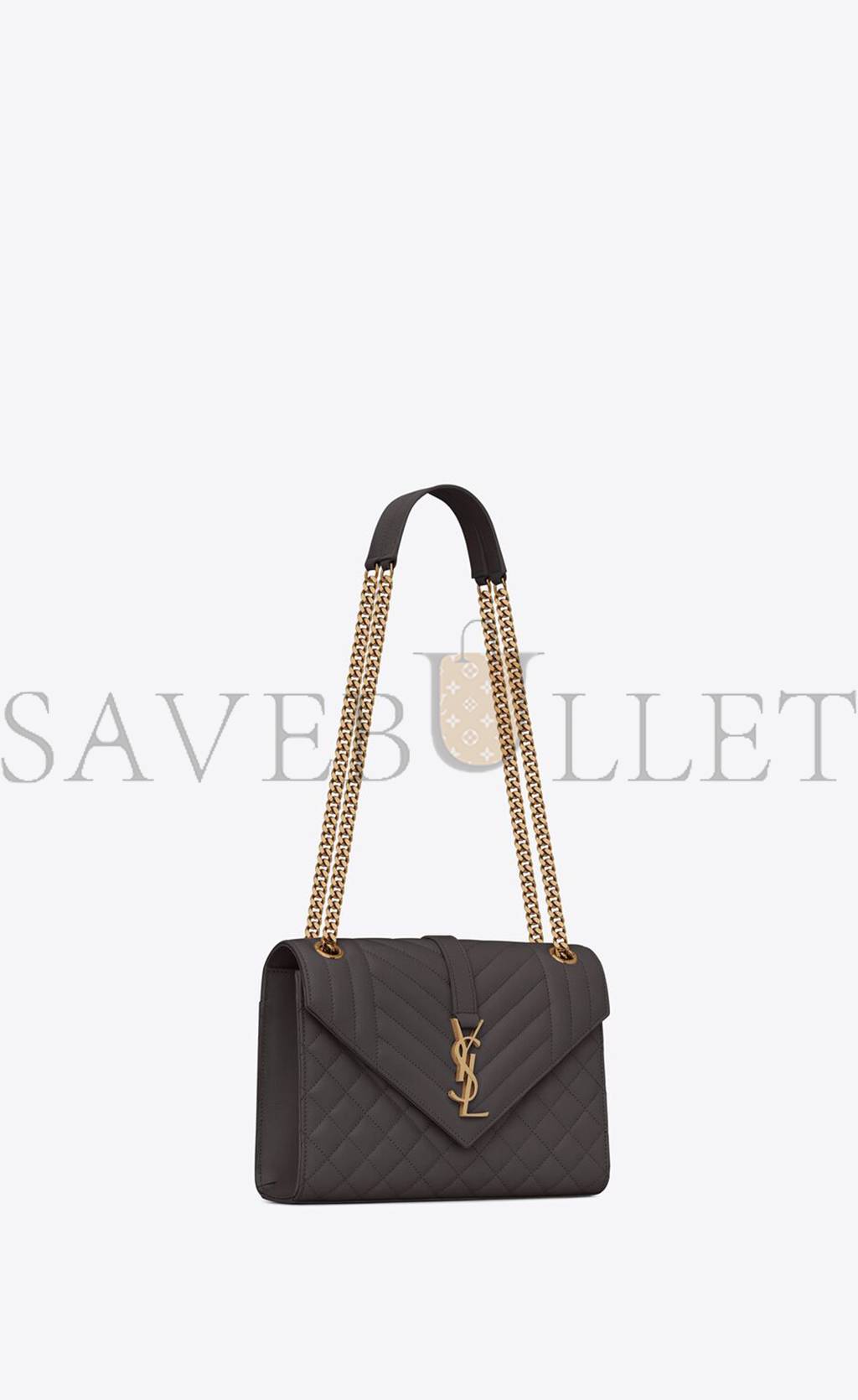YSL ENVELOPE MEDIUM CHAIN BAG IN MIX MATELASSÉ GRAIN DE POUDRE EMBOSSED LEATHER 600185BOW971112 (24*17.5*6cm)