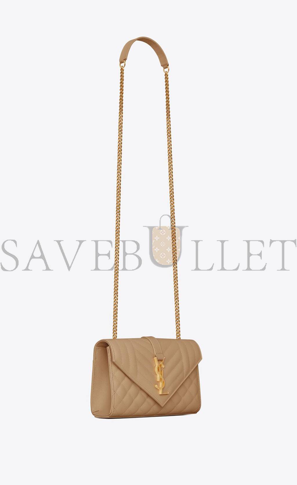 YSL ENVELOPE SMALL BAG IN MIX MATELASSÉ GRAIN DE POUDRE EMBOSSED LEATHER 600195BOW912346 (21*13*6cm)