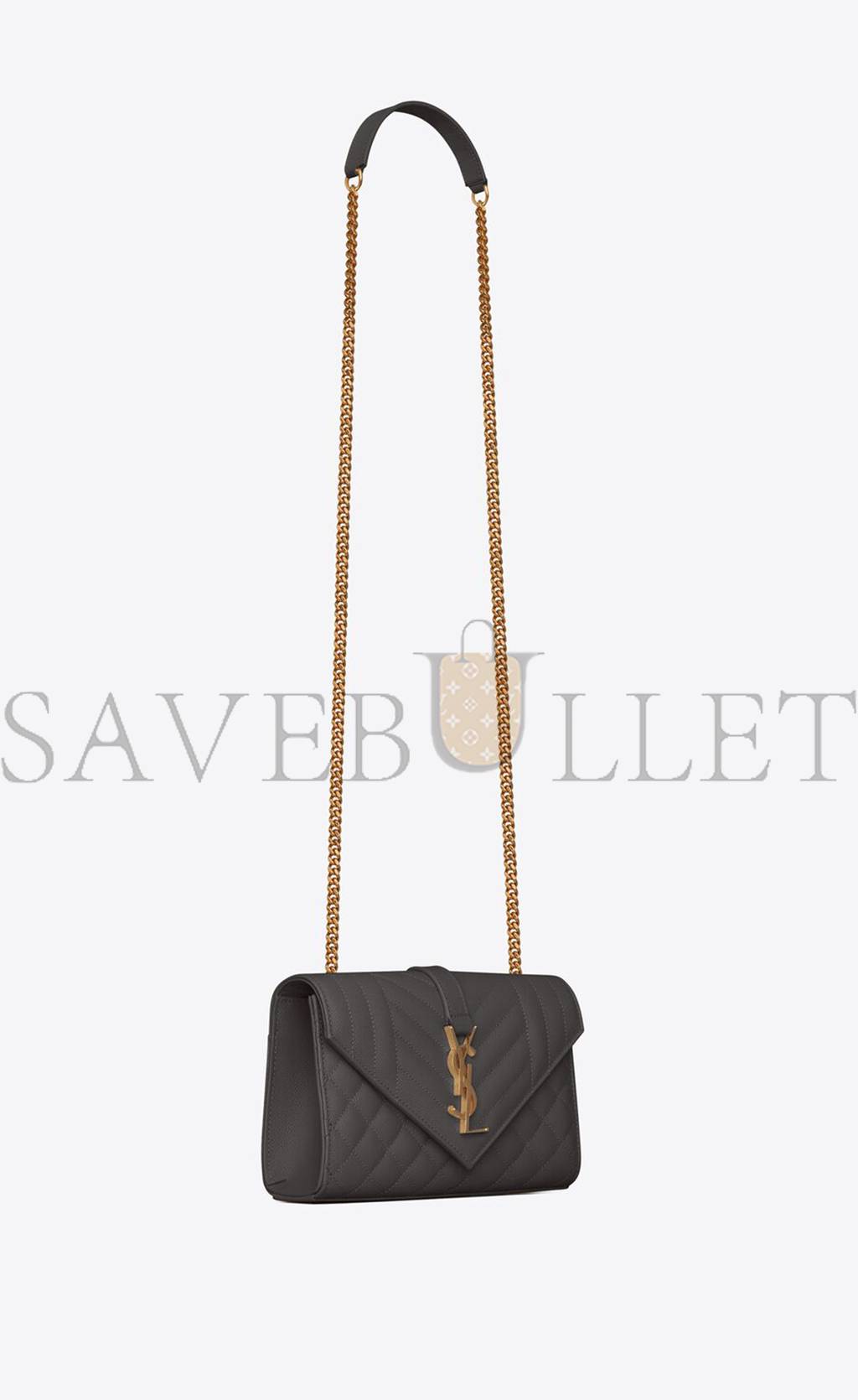 YSL ENVELOPE SMALL BAG IN MIX MATELASSÉ GRAIN DE POUDRE EMBOSSED LEATHER 600195BOW971112 (21*13*6cm)