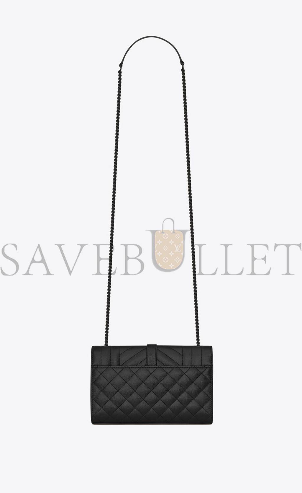 YSL ENVELOPE SMALL BAG IN MIX MATELASSÉ GRAIN DE POUDRE EMBOSSED LEATHER 600195BOW981000 (21*13*6cm)