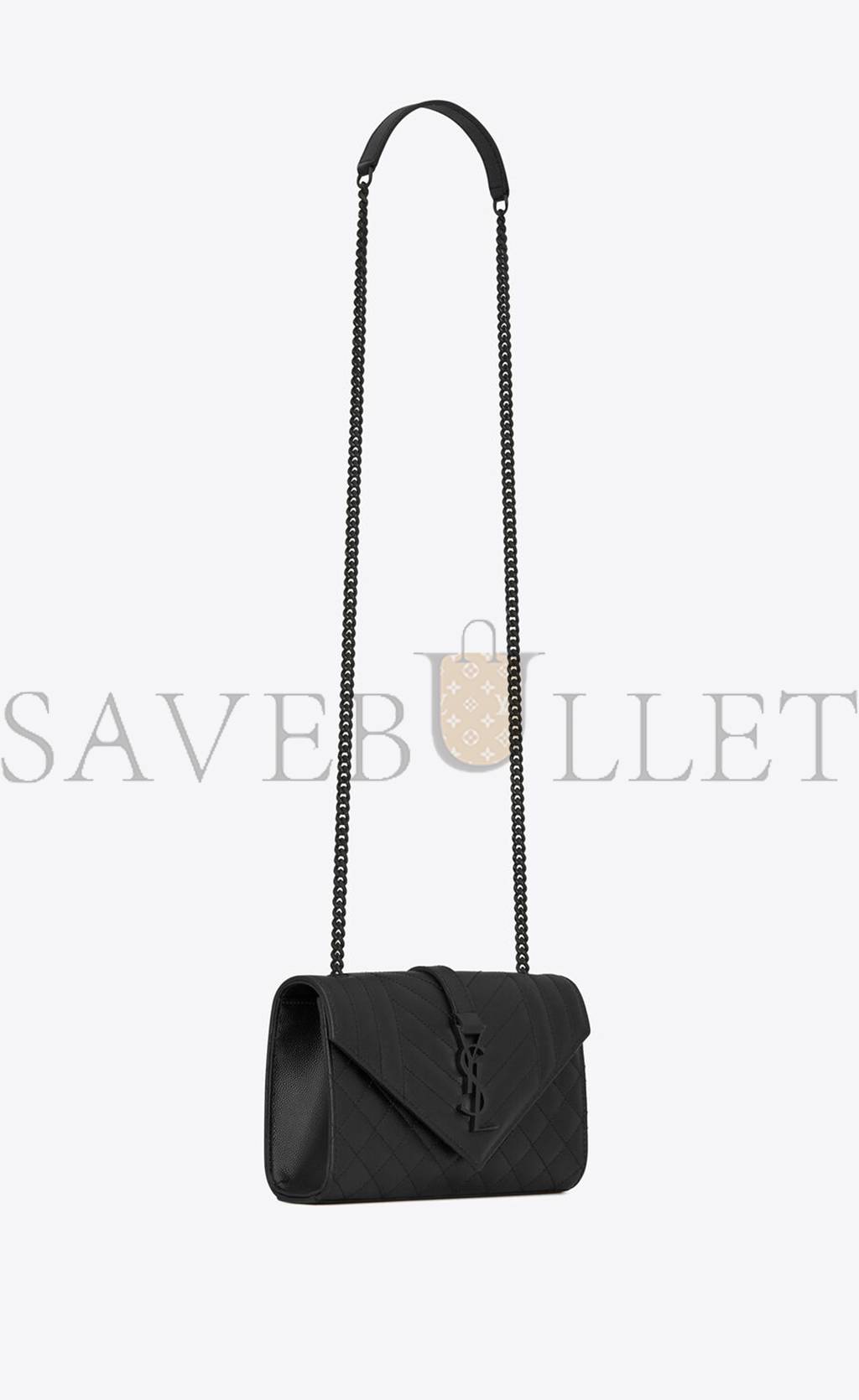 YSL ENVELOPE SMALL BAG IN MIX MATELASSÉ GRAIN DE POUDRE EMBOSSED LEATHER 600195BOW981000 (21*13*6cm)