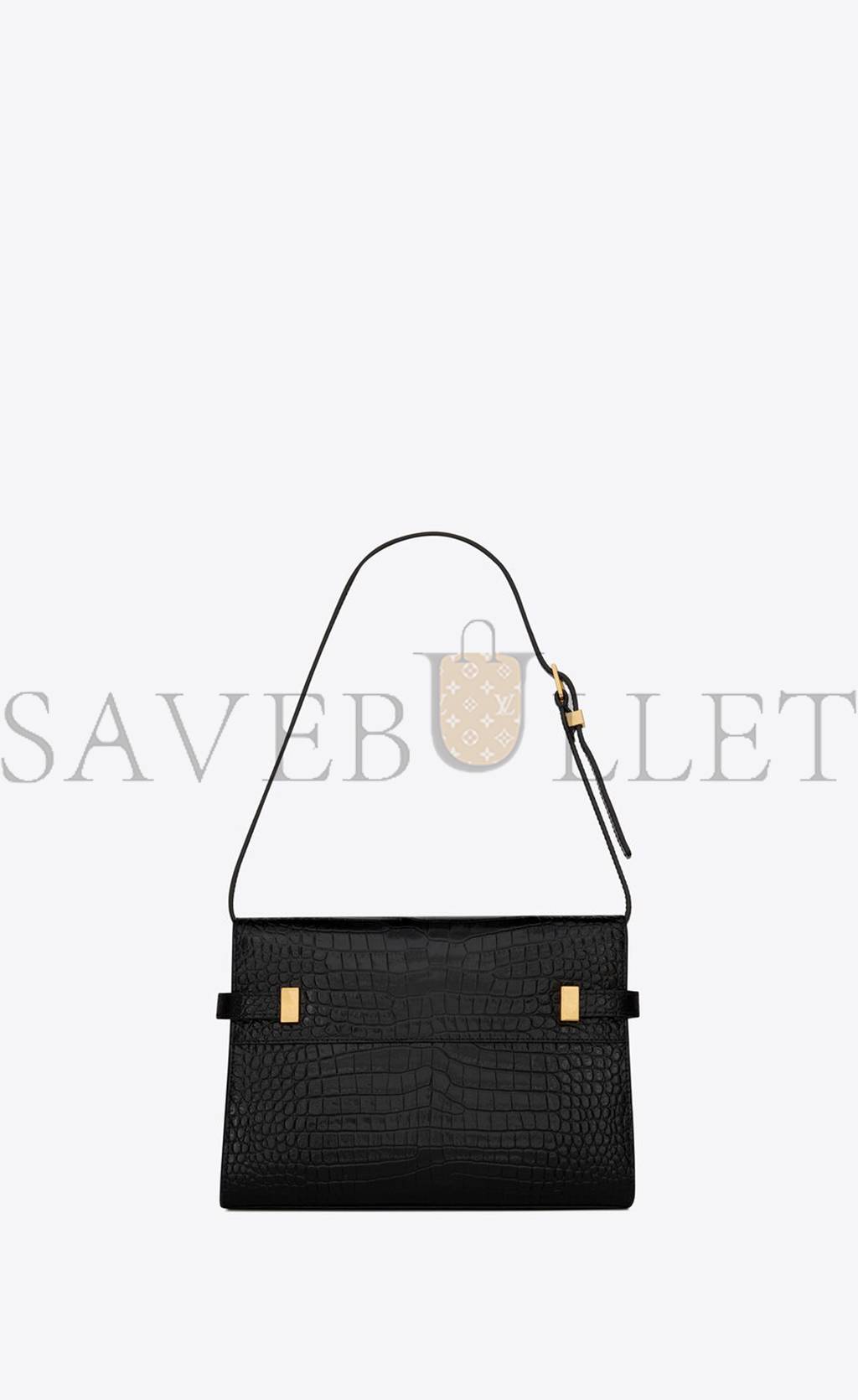 YSL MANHATTAN SMALL SHOULDER BAG IN SHINY CROCODILE-EMBOSSED LEATHER 675626DND0W1000 (24*17.5*6cm)