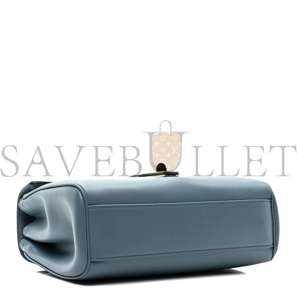 Ce**e smooth calfskin teen soft 16 shoulder bag blue grey (24*17*8cm)