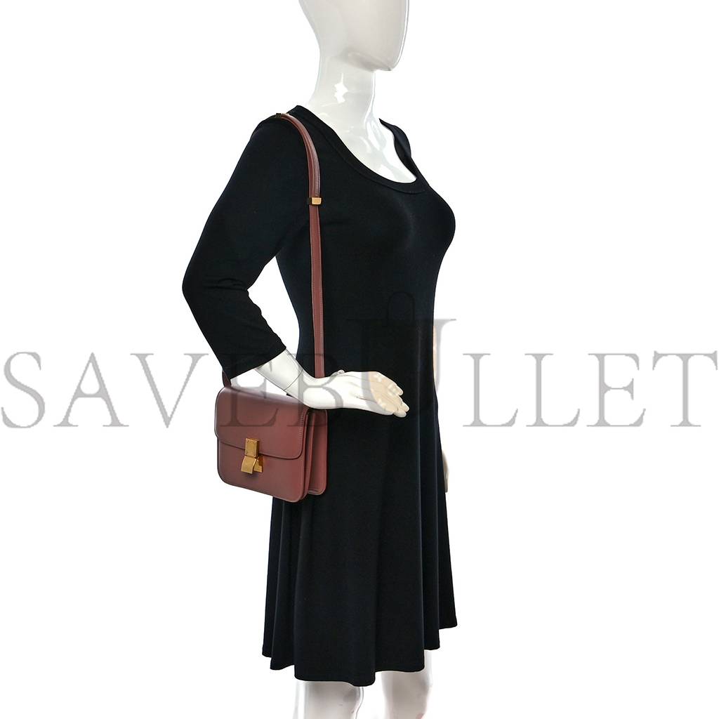 Ce**e box calfskin teen classic box flap bag antique rose (18*15*6cm)