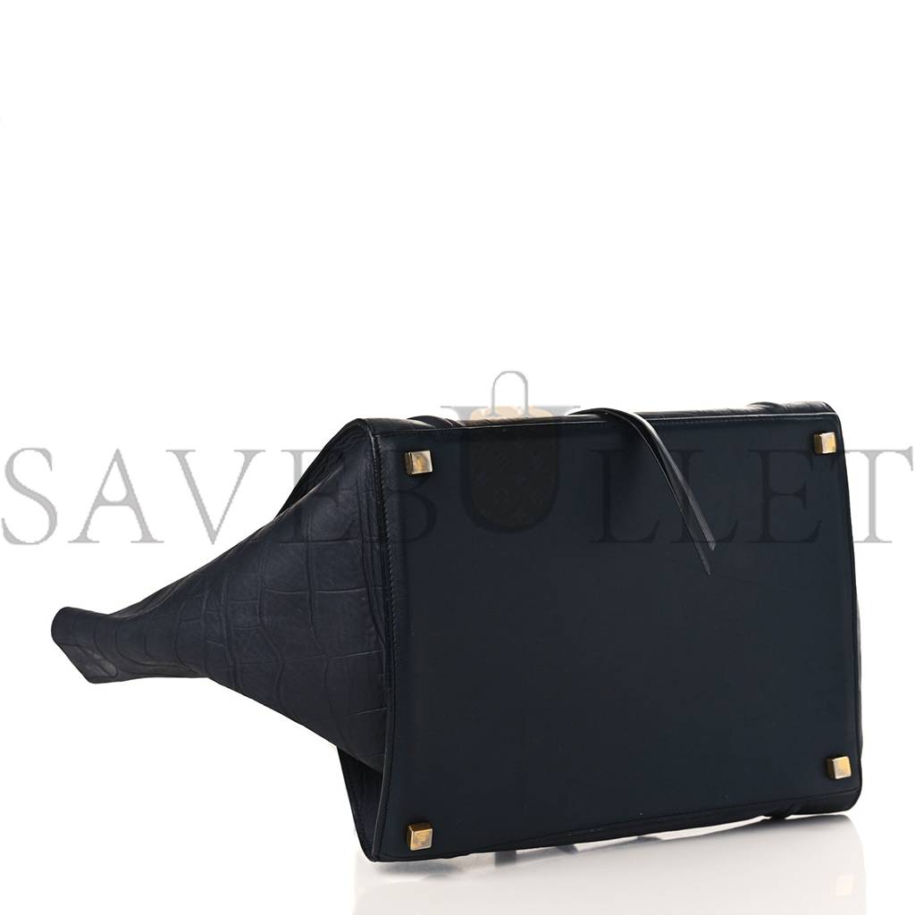 Ce**e crocodile embossed calfskin medium phantom luggage navy blue (30*27*24cm)