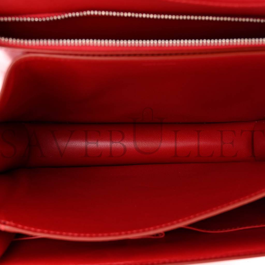 Ce**e box calfskin medium classic box flap bag red (23*18*6cm)