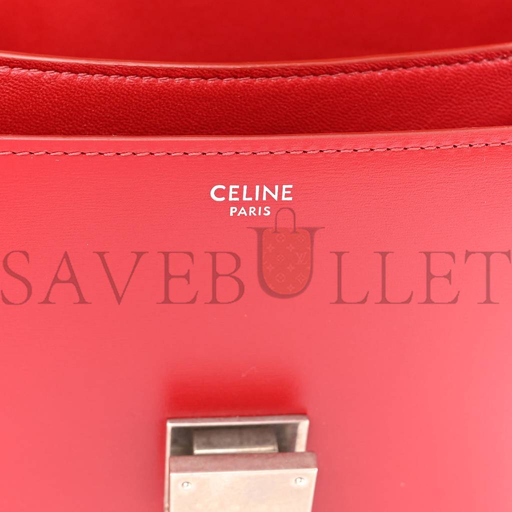 Ce**e box calfskin medium classic box flap bag red (23*18*6cm)