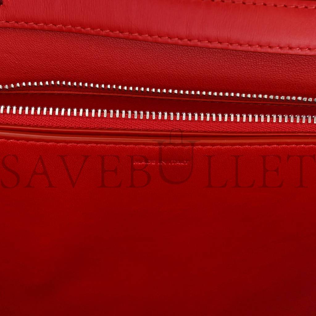 Ce**e box calfskin medium classic box flap bag red (23*18*6cm)
