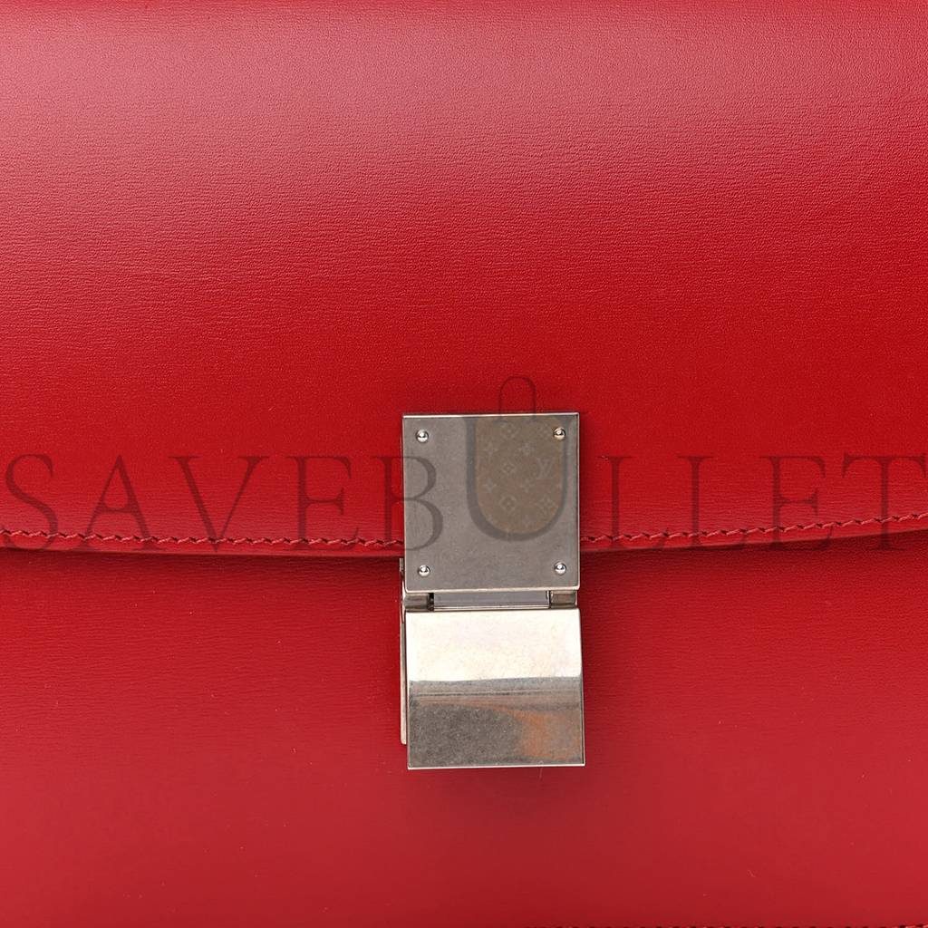 Ce**e box calfskin medium classic box flap bag red (23*18*6cm)