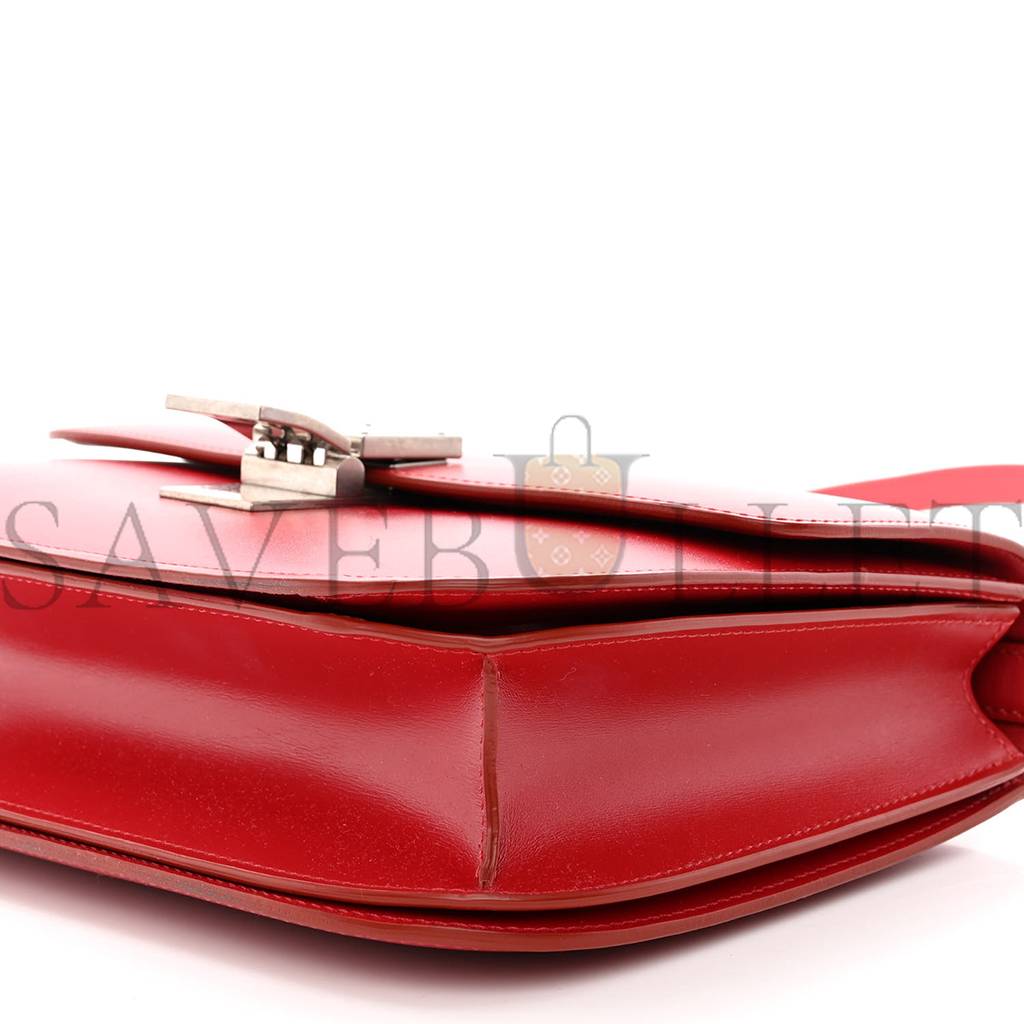 Ce**e box calfskin medium classic box flap bag red (23*18*6cm)