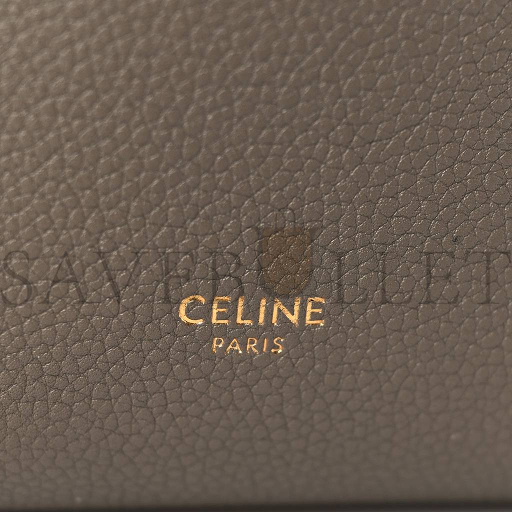 Ce**e soft grained calfskin small sangle bucket bag taupe (25*18*12cm)