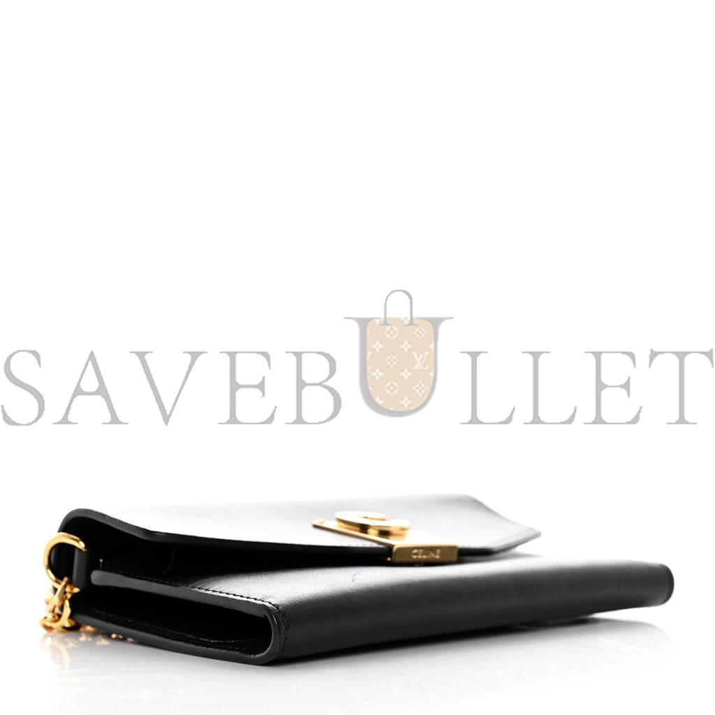 Ce**e shiny smooth calfskin c phone holder wallet on chain bag black (15*10*3cm)