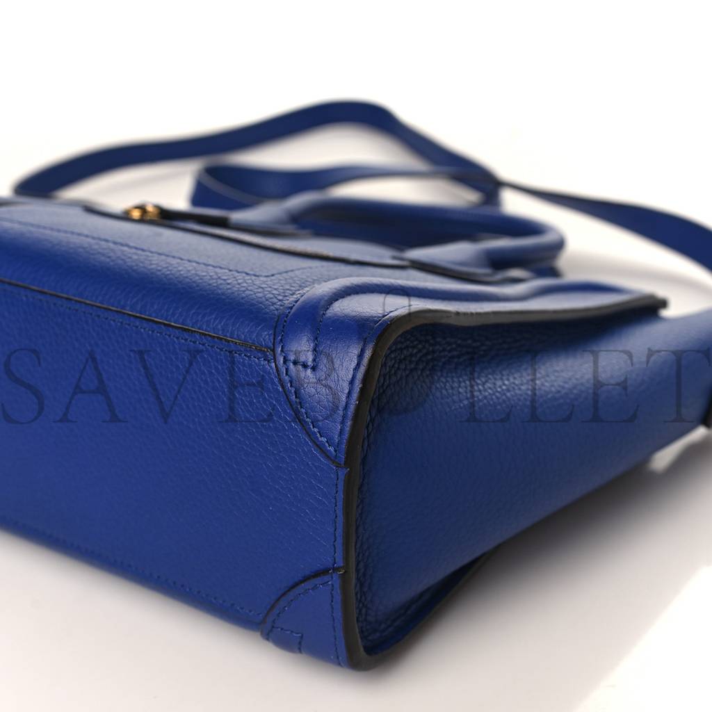 Ce**e drummed calfskin nano luggage indigo (20*20*10cm)