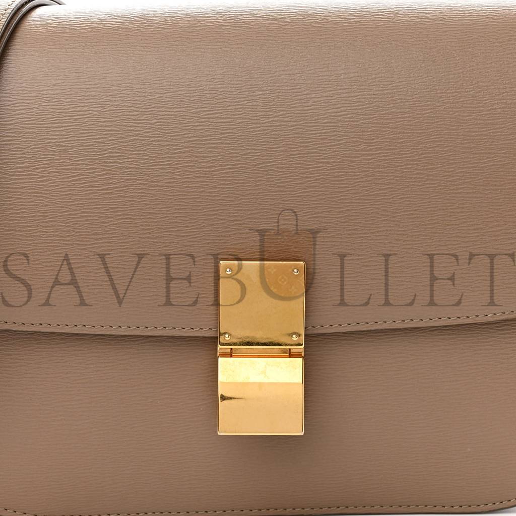 Ce**e liege calfskin medium classic box flap bag taupe (23*17*6cm)