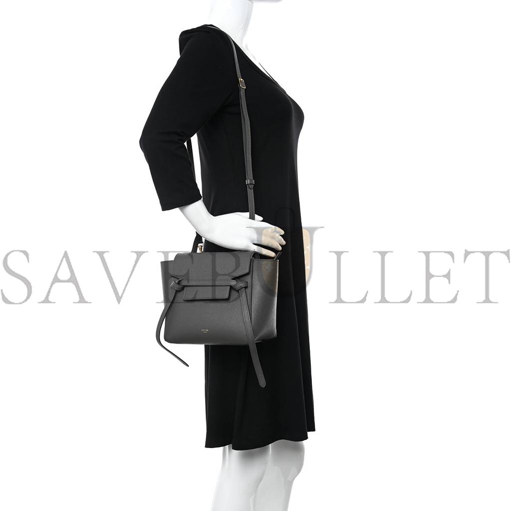 Ce**e grained calfskin nano belt bag grey (20*19*11cm)