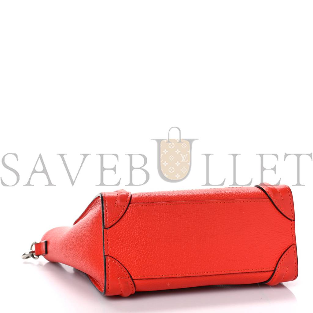 Ce**e drummed calfskin nano luggage vermillion (20*20*10cm)