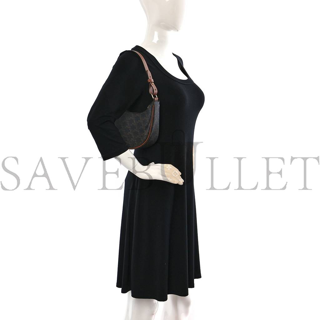 Ce**e triomphe canvas calfskin ava shoulder bag tan (25*19*7cm)
