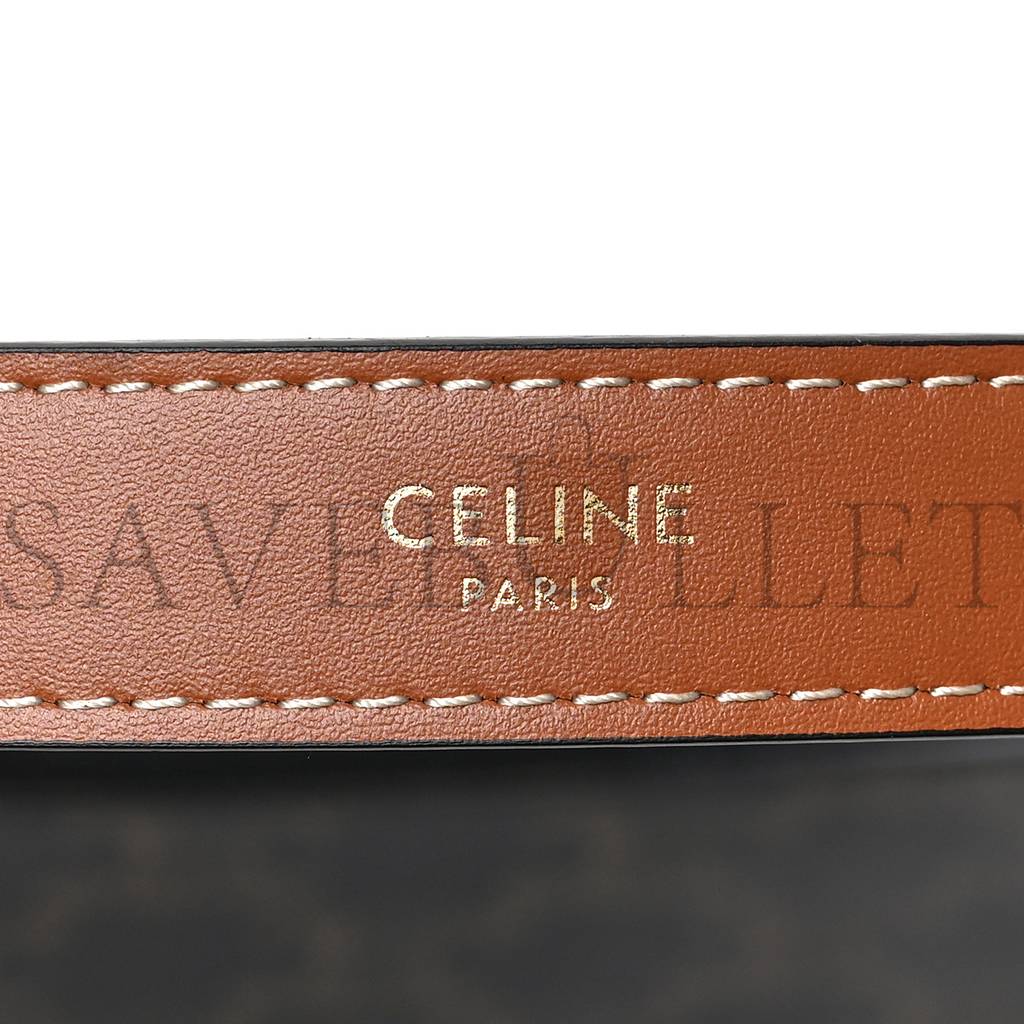 Ce**e triomphe canvas calfskin ava shoulder bag tan (25*19*7cm)