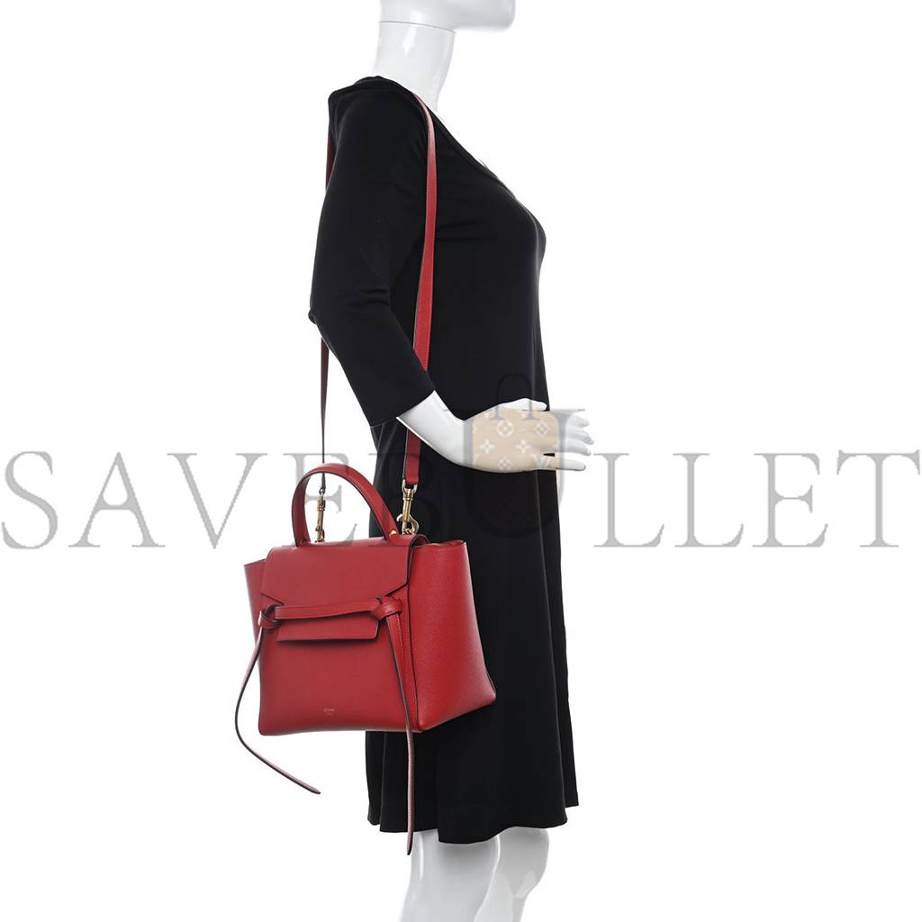 Ce**e baby grained calfskin micro belt bag coquelicot (24*19*14cm)