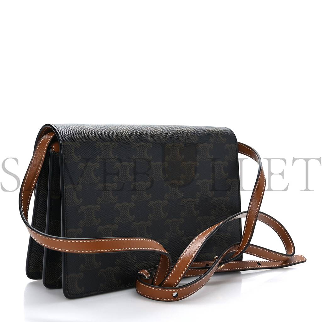 Ce**e triomphe canvas lambskin wallet on strap tan (20*13*6cm)