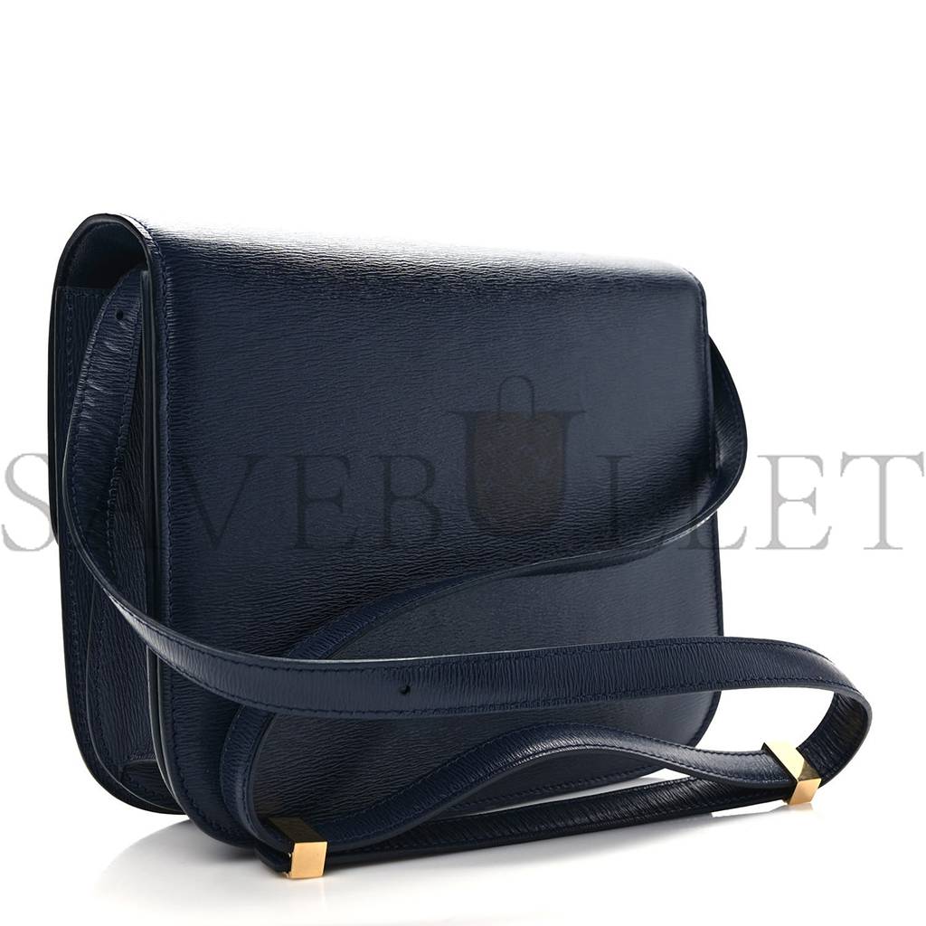 Ce**e liege calfskin medium classic box flap bag dark blue (23*18*6cm)