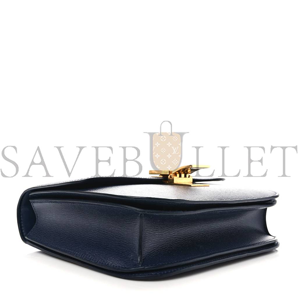 Ce**e liege calfskin medium classic box flap bag dark blue (23*18*6cm)