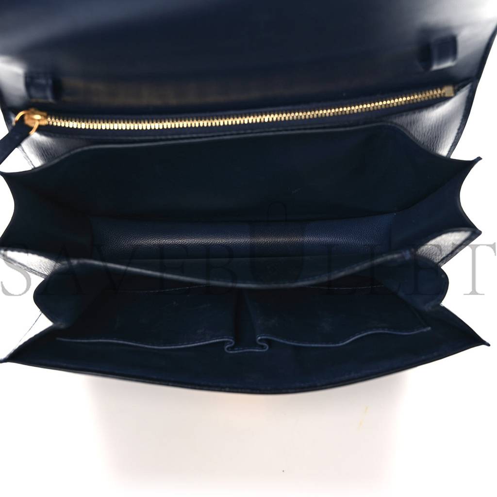 Ce**e liege calfskin medium classic box flap bag dark blue (23*18*6cm)