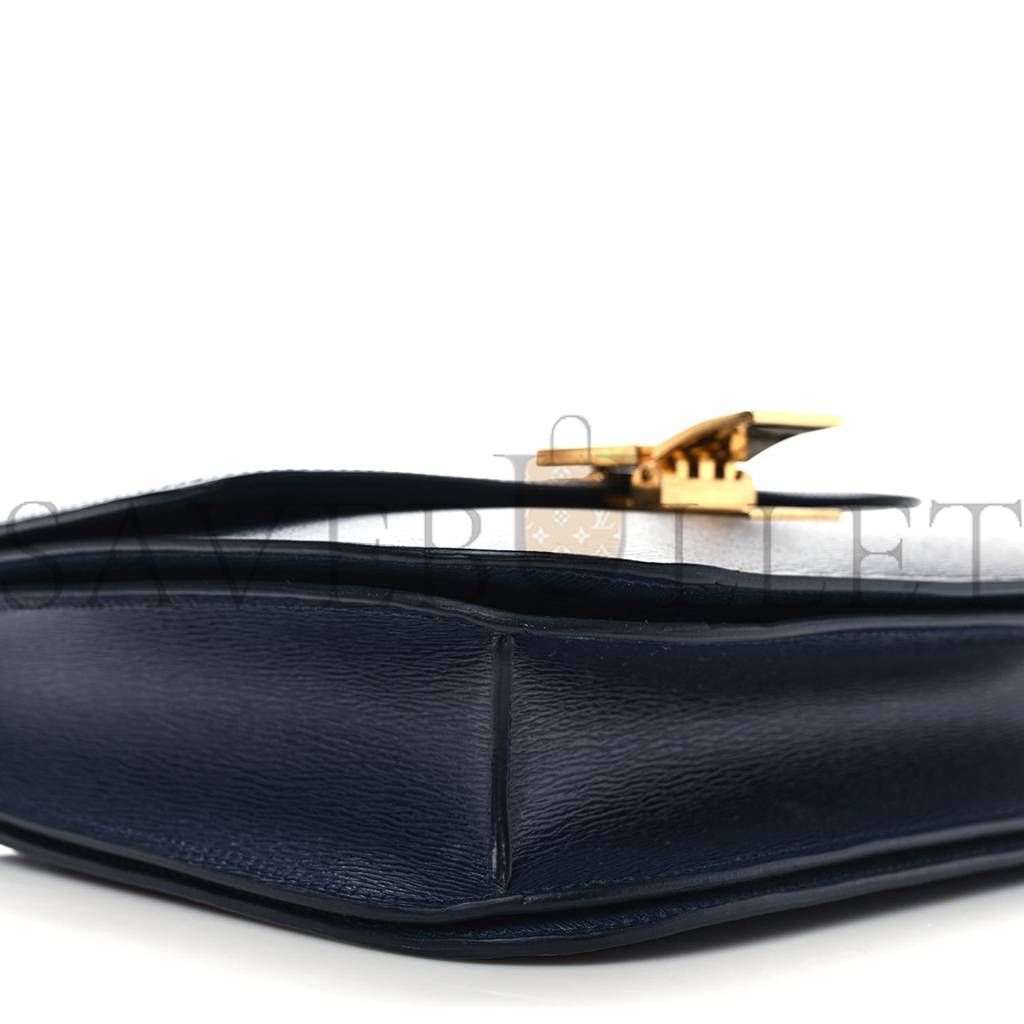 Ce**e liege calfskin medium classic box flap bag dark blue (23*18*6cm)