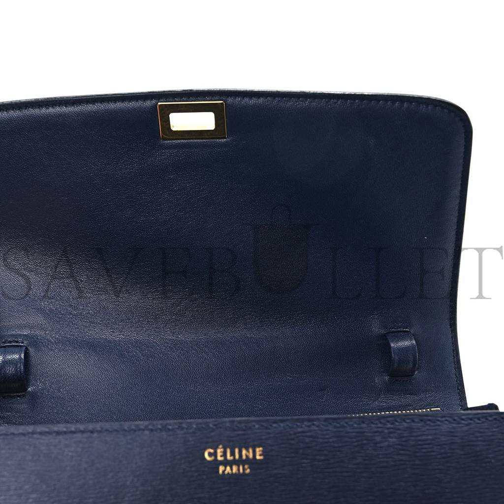 Ce**e liege calfskin medium classic box flap bag dark blue (23*18*6cm)