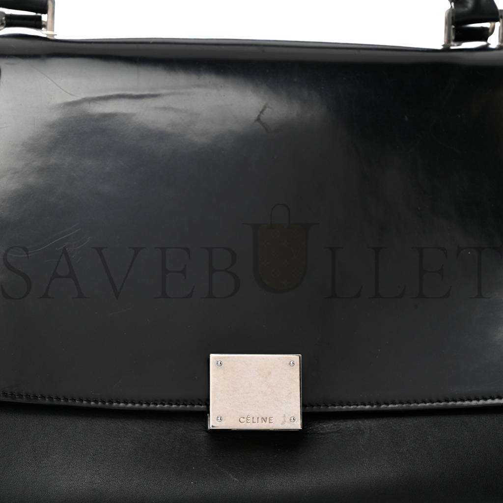 Ce**e shiny goatskin small trapeze black (27*23*17cm)