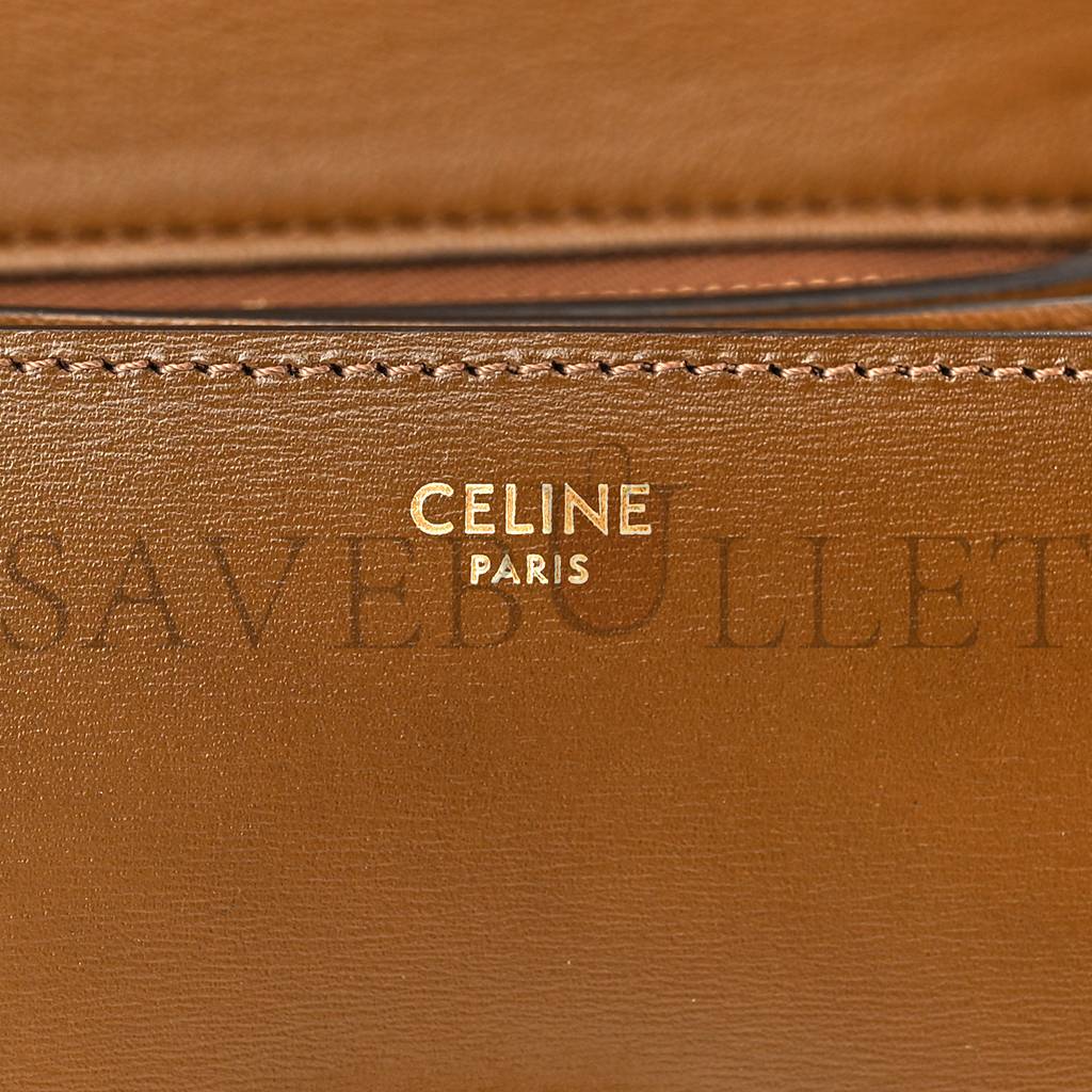 Ce**e smooth calfskin small classic box flap bag camel (17*14*6cm)