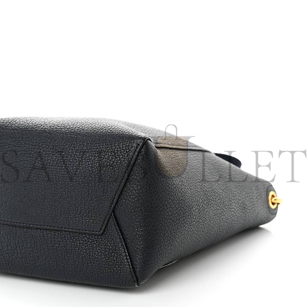 Ce**e soft grained calfskin small sangle bucket bag navy blue (25*18*11cm)