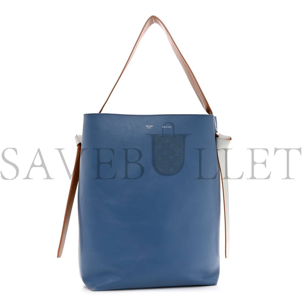 Ce**e shiny smooth calfskin small twisted cabas washed blue black (36*26*11cm)