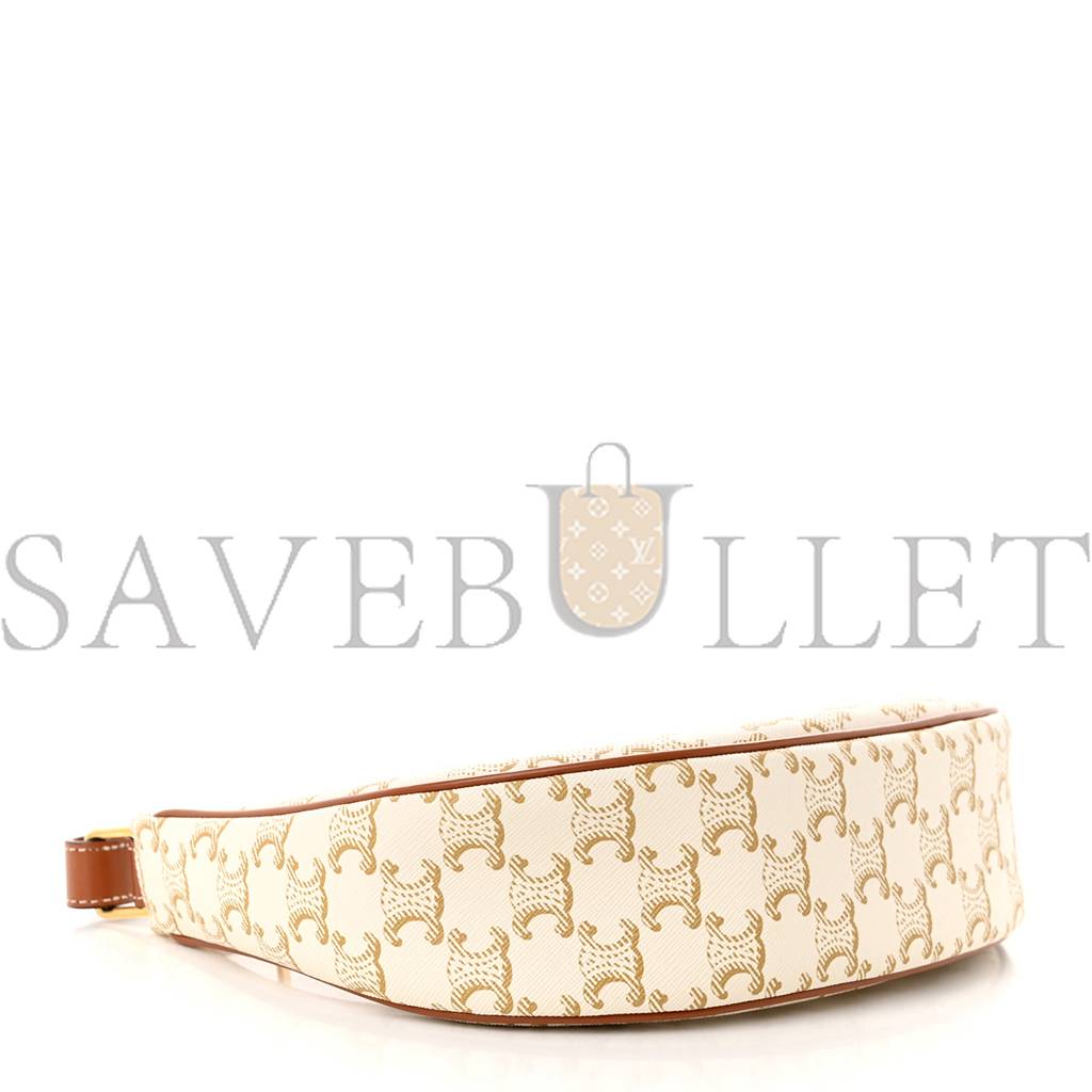 Ce**e canvas calfskin ava triomphe shoulder bag white (23*13*7cm)