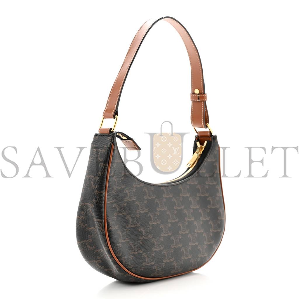 Ce**e triomphe canvas calfskin ava shoulder bag tan (24*19*6cm)