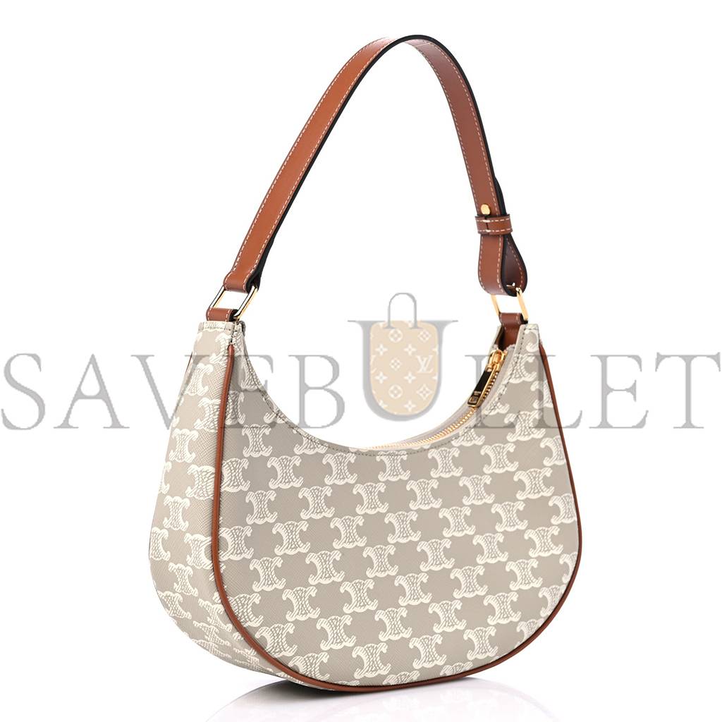 Ce**e canvas calfskin ava triomphe shoulder bag grege (25*13*7cm)