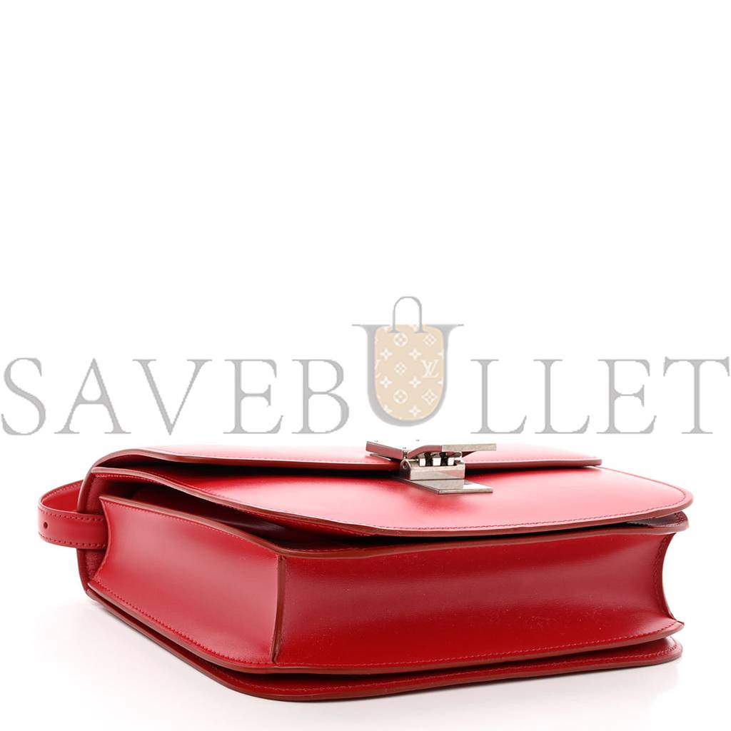 Ce**e box calfskin medium classic box flap bag red (23*18*6cm)