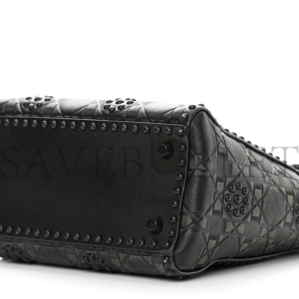 D*or calfskin cannage embossed studded medium supple lady D*or black (24*20*12.1cm)