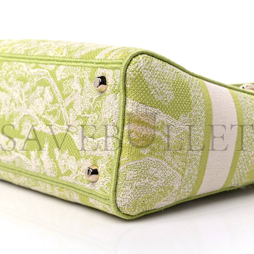 D*or canvas toile de jouy reverse embroidered medium lady d-lite green (23*18*10.2cm)