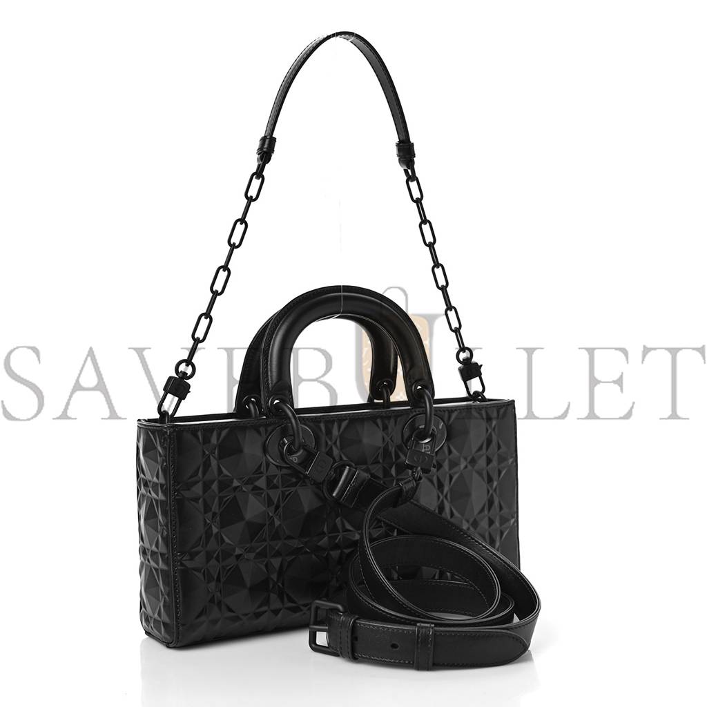D*or calfskin cannage diamond medium lady d-joy black (26*14*5.7cm)