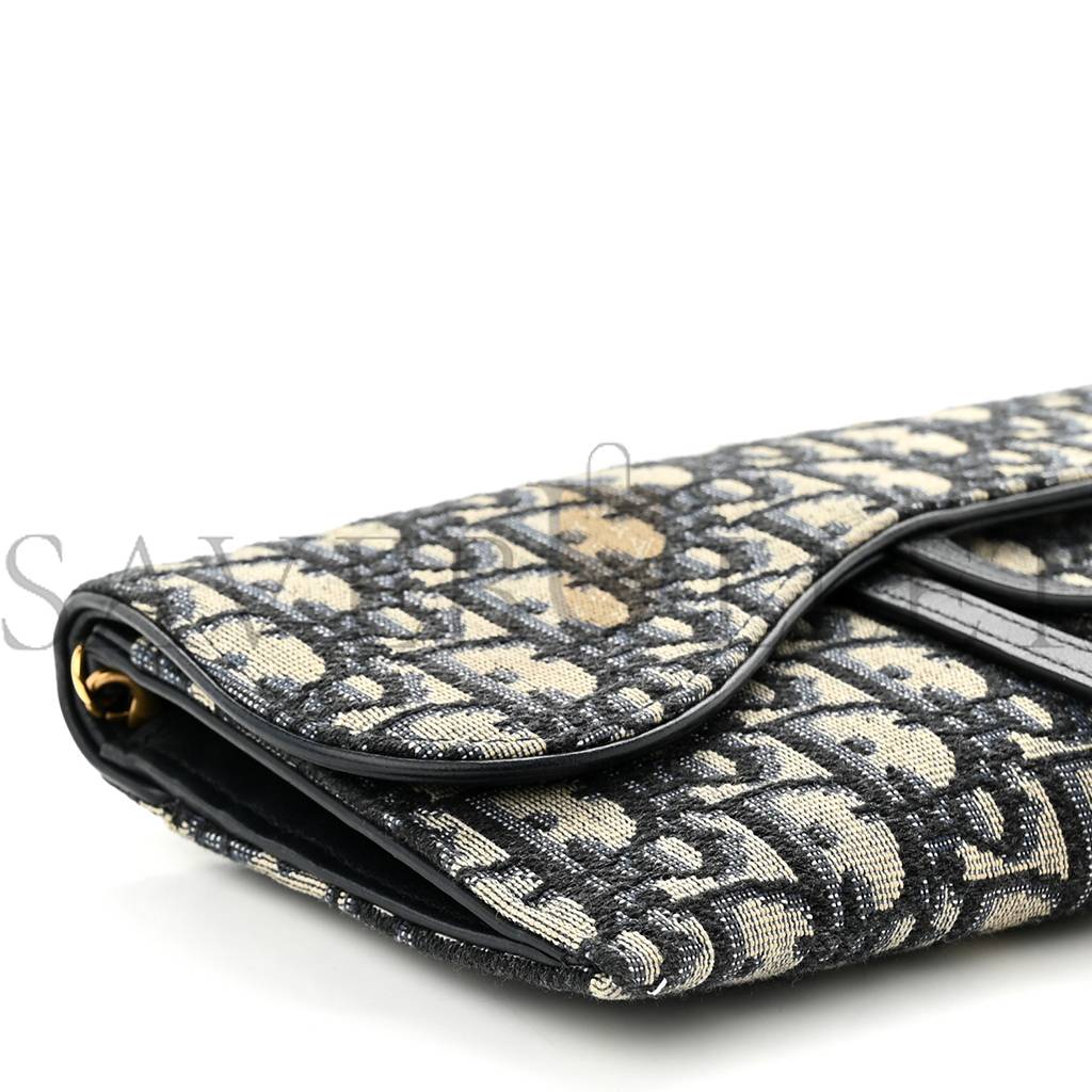 D*or oblique saddle chain wallet blue (19*12*1.9cm)