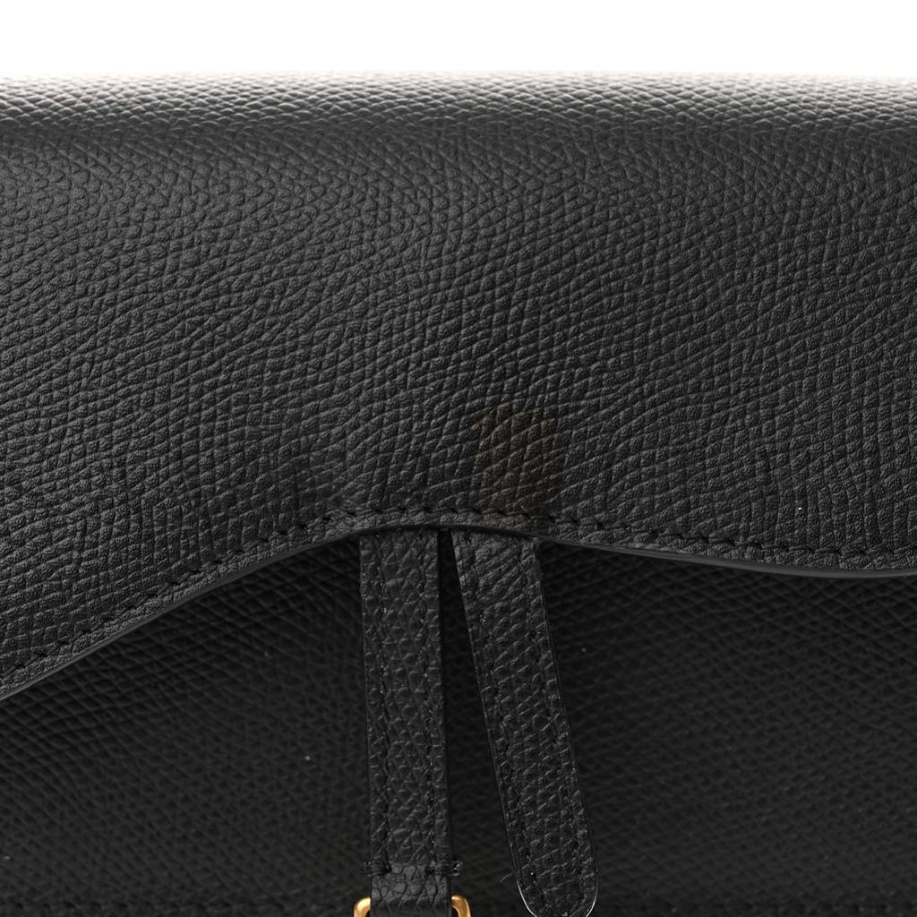 D*or grained calfskin saddle belt bag black (17*10*3.2cm)