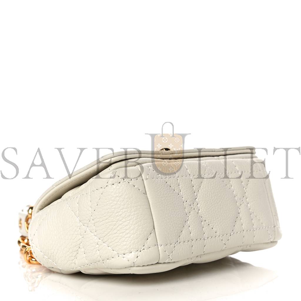 D*or supple calfskin cannage micro caro bag latte (13*8*5.7cm)